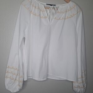 Strut & Bolt White Embroidered Long Sleeve Blouse Boho Beachy Large